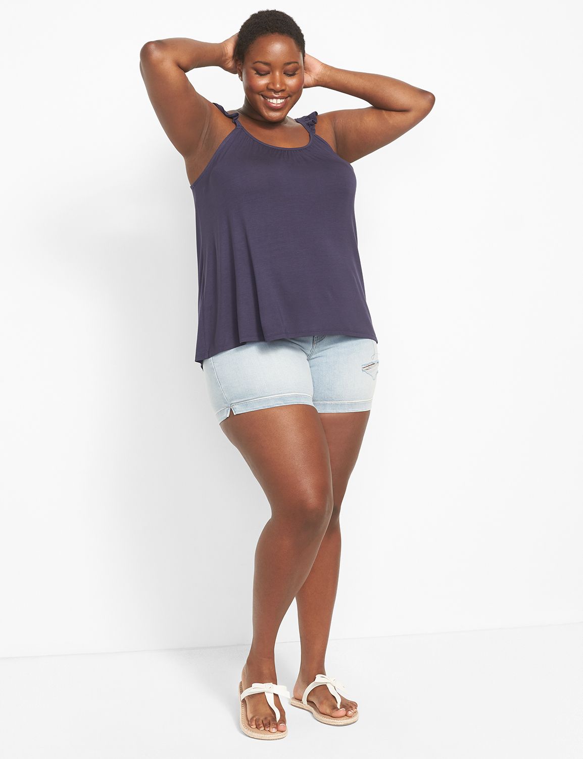 Women's Plus Sleeveless Scoop Neck Ruffle Hem Long Top main image 1