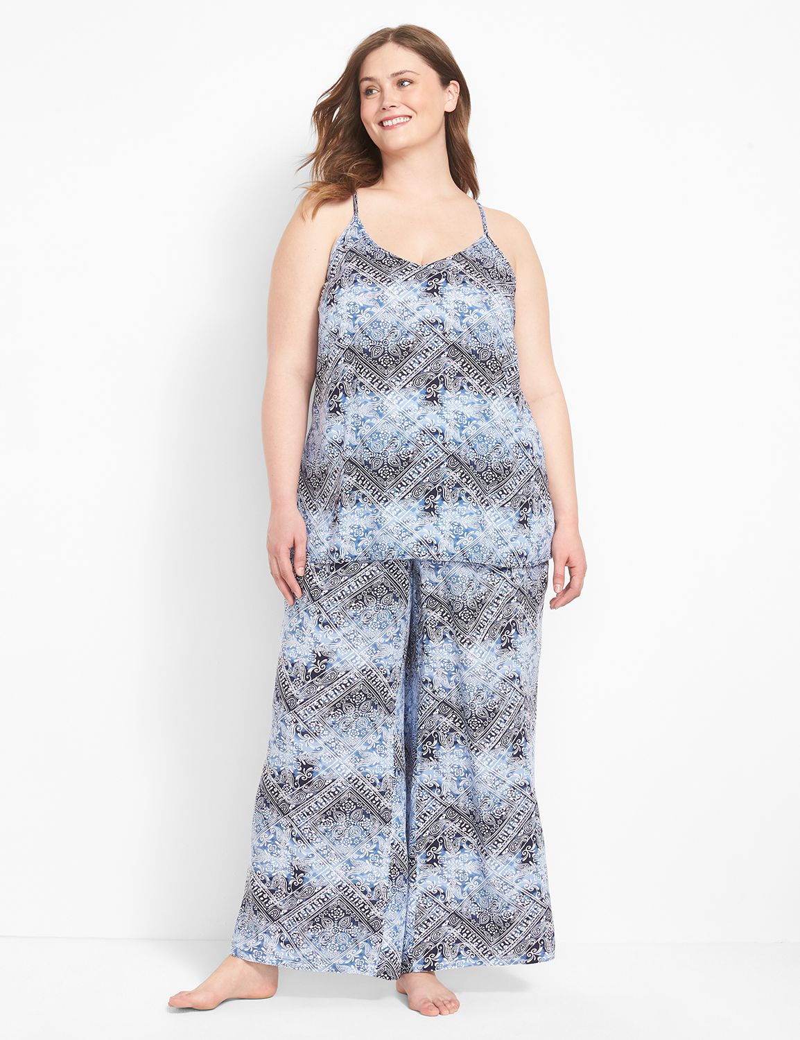 Woven Cross Back Cami and Wide Leg Product Image 1