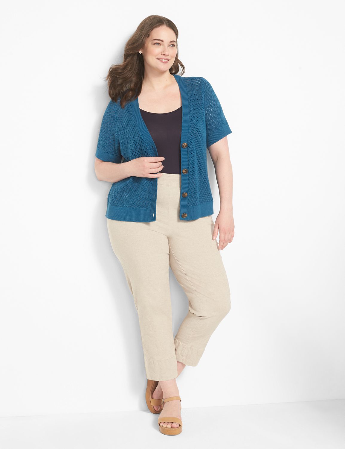 Short Sleeve Button Cardigan
