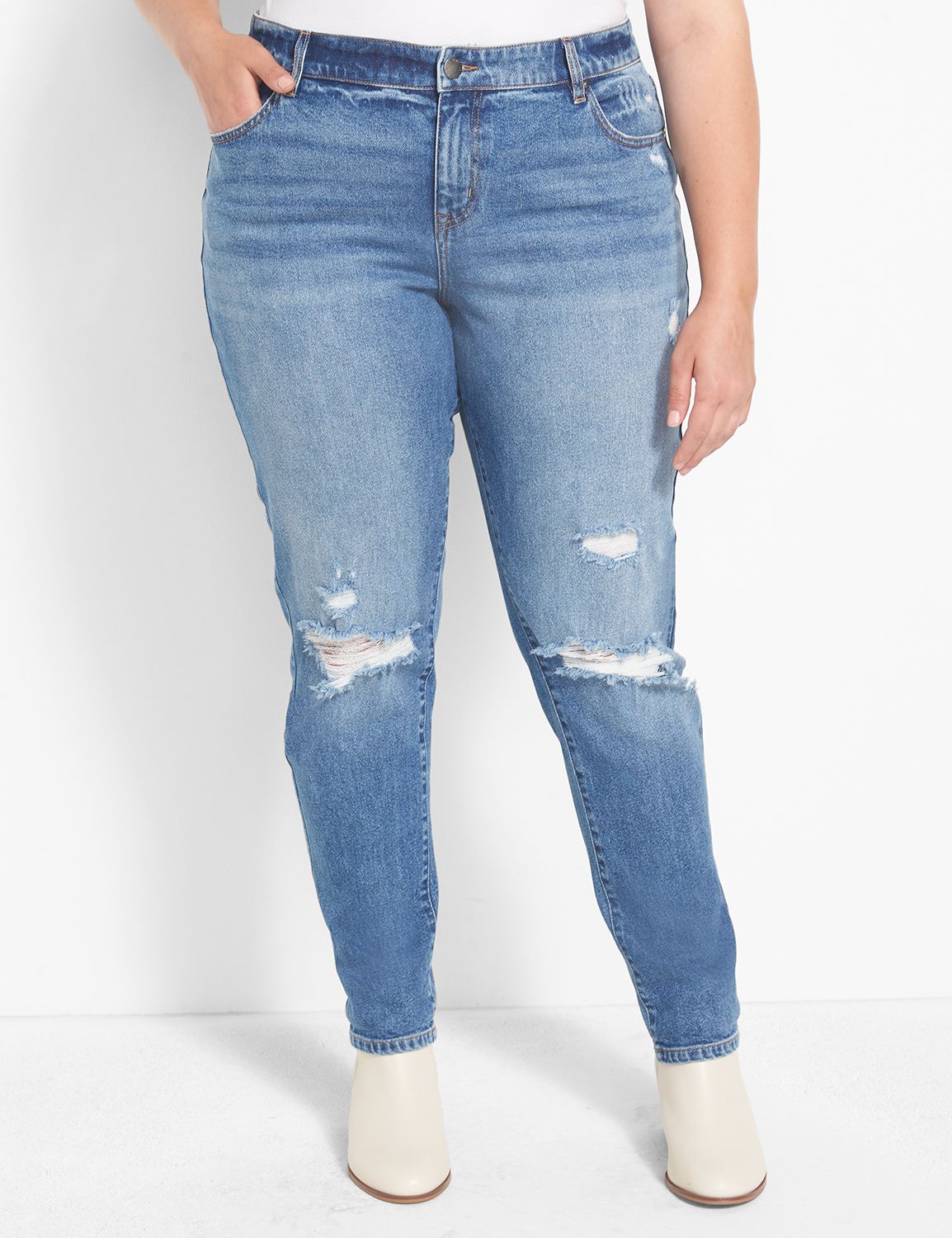 Boyfriend Mid Rise Women's Jeans - Medium Wash