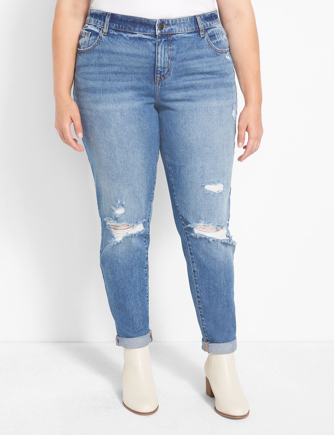 Boyfriend Mid Rise Women's Jeans - Medium Wash