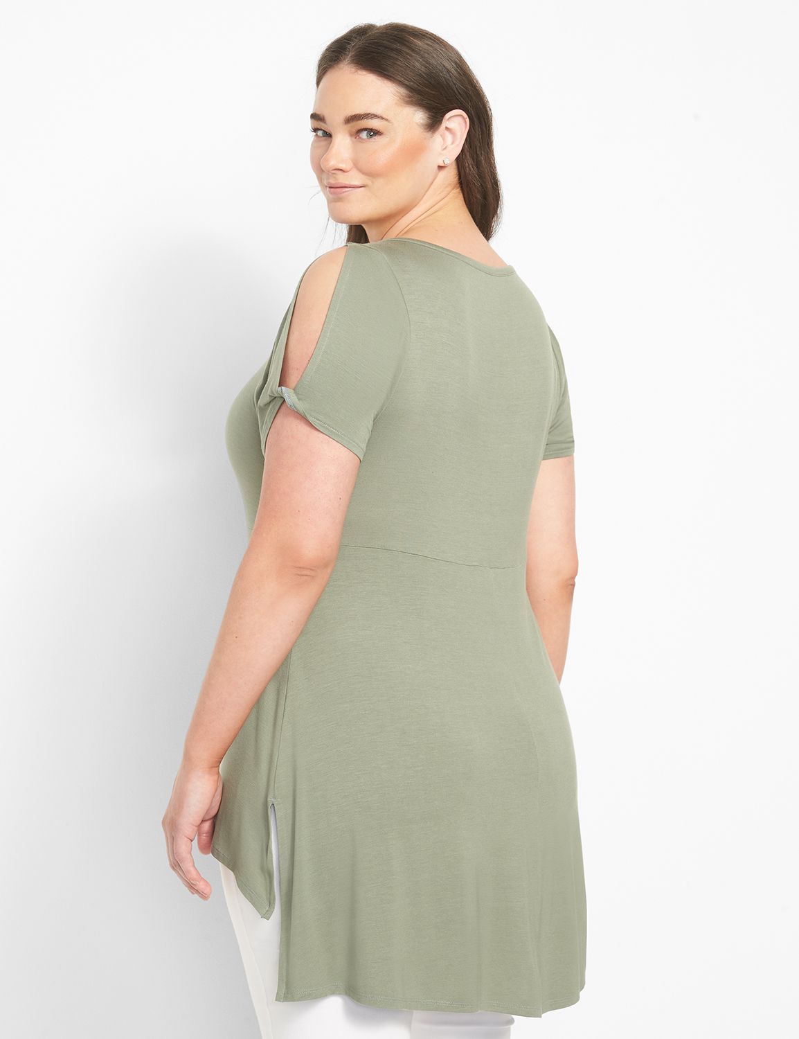 Short Sleeve Cutout Cold Shoulder Top main image 0