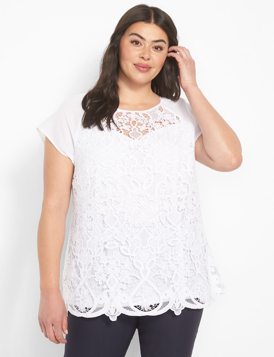 Cap Sleeve Tank with All-Over Lace