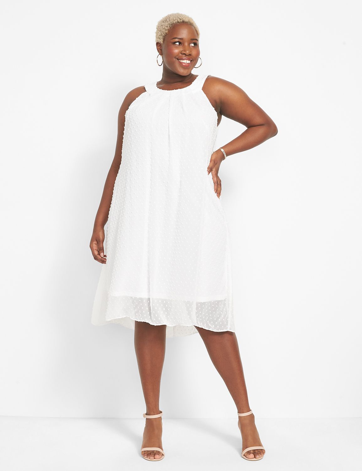 White pleated halter outlet dress