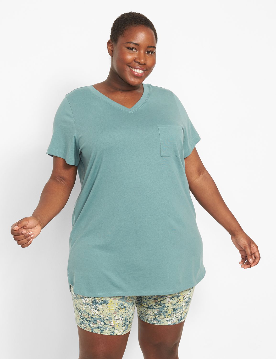 Comfy Cotton Tee Bike Short PJ Set LaneBryant