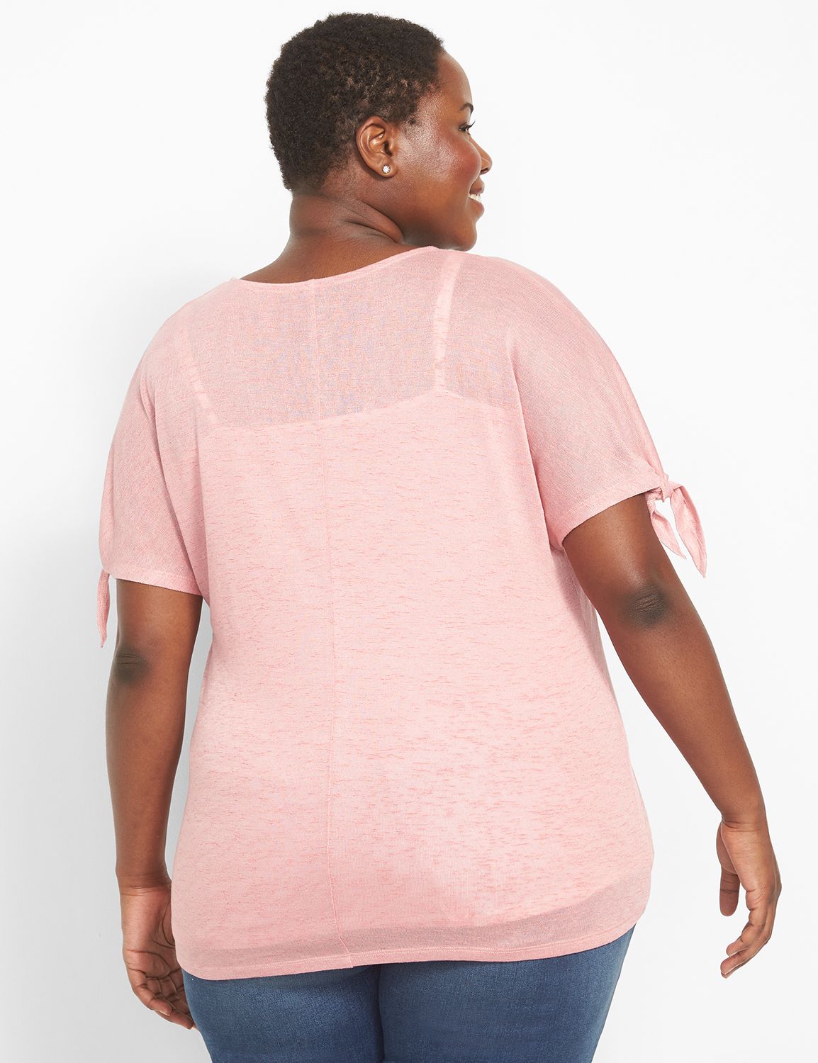 Tie Sleeve V Neck Tee 1128411