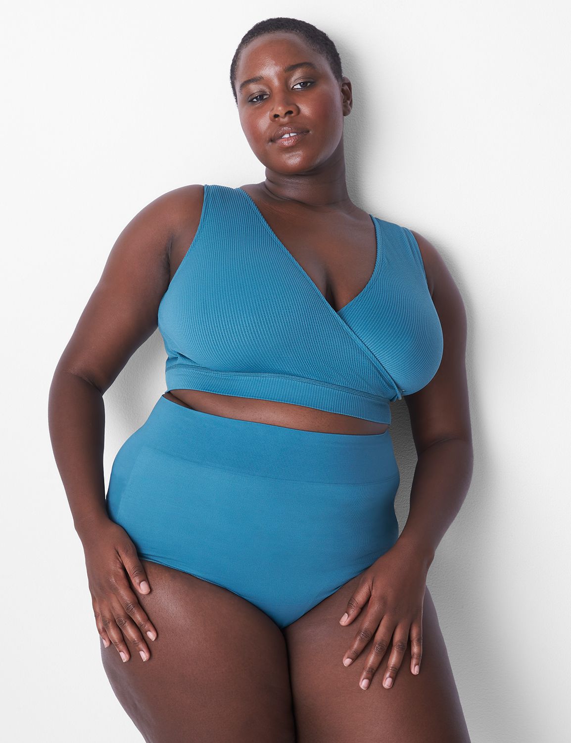 Lane Bryant Wrap Seamless Ribbed Bralette 22/24 Hydro