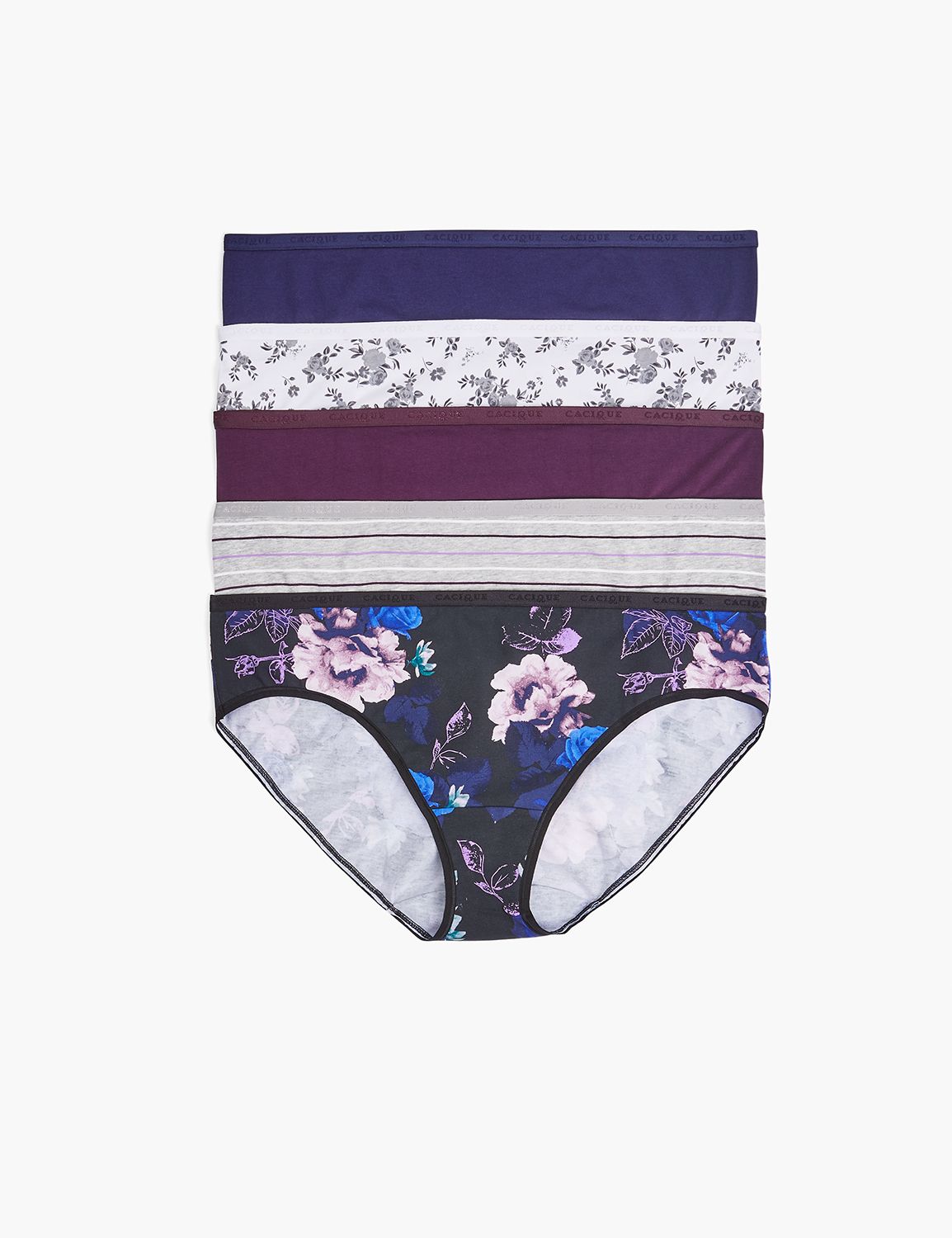 Lace Trim Cotton Hipster Panties (5 Pack)