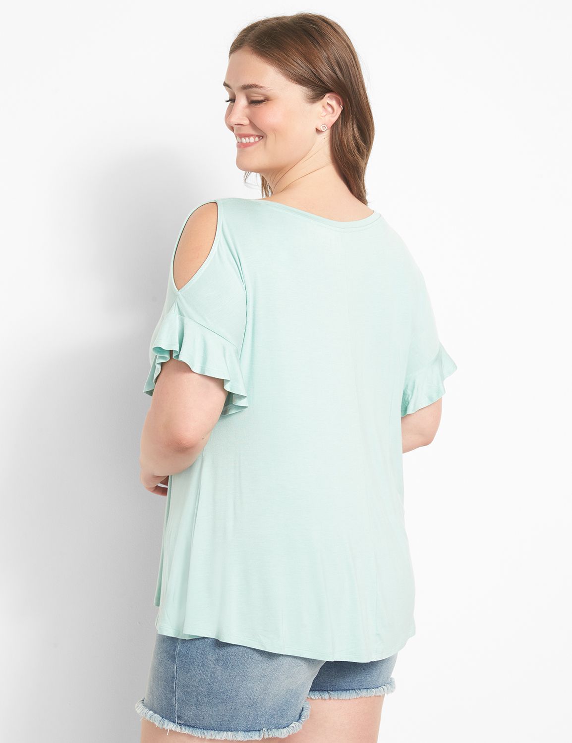 SS Scoop Neck Cold Shoulder Swing T Product Image 2