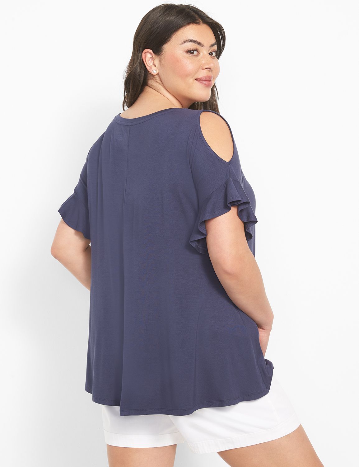 SS Scoop Neck Cold Shoulder Swing T Product Image 2