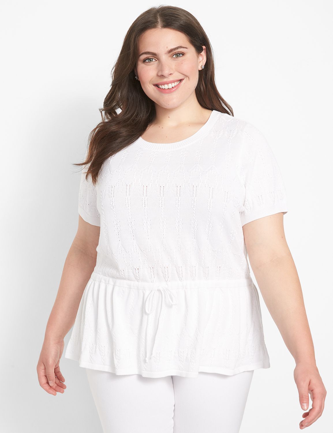 Classic Drawstring Peplum Waist Sweater Tee