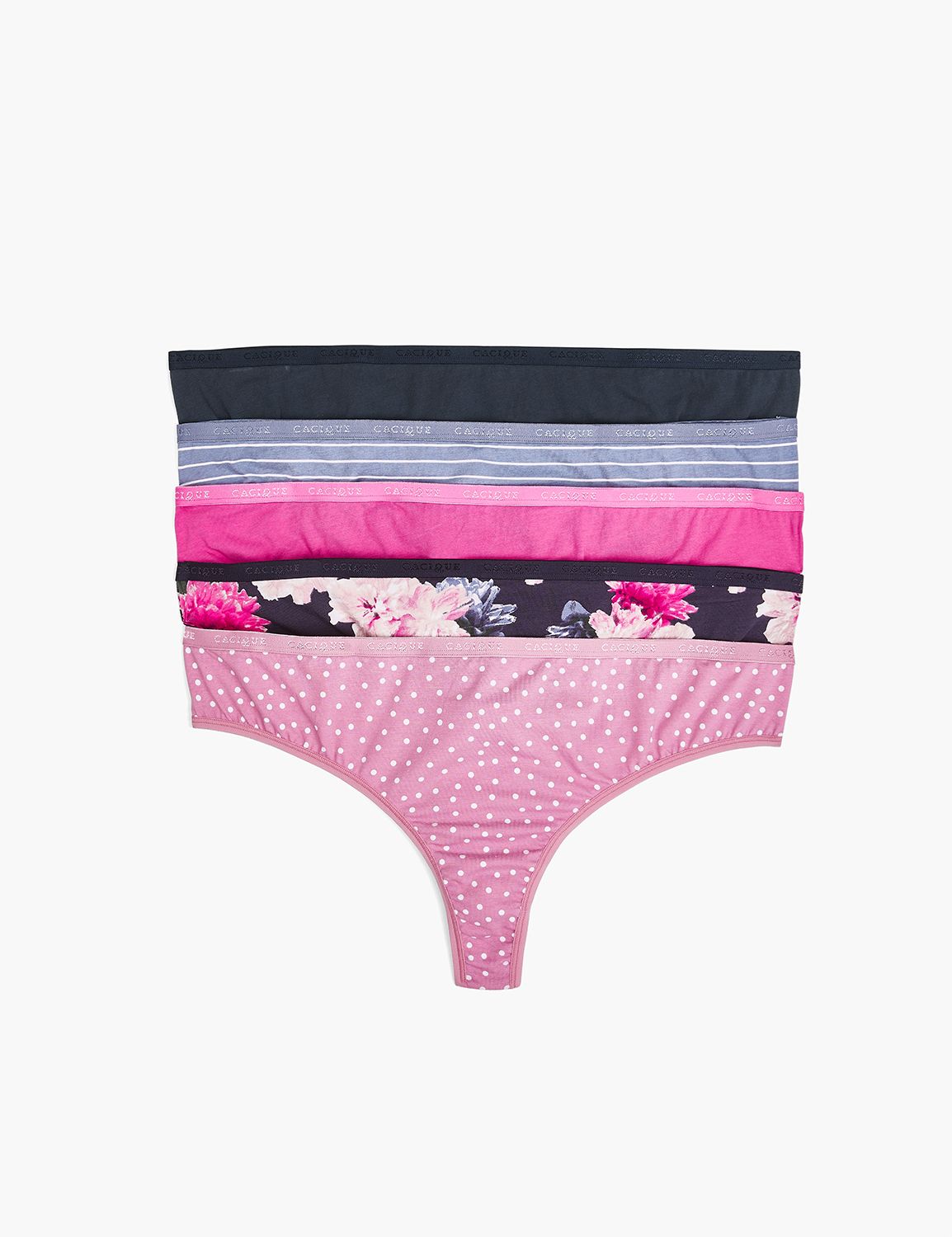 PANTY PACK Cotton Wide Side Thongs LaneBryant