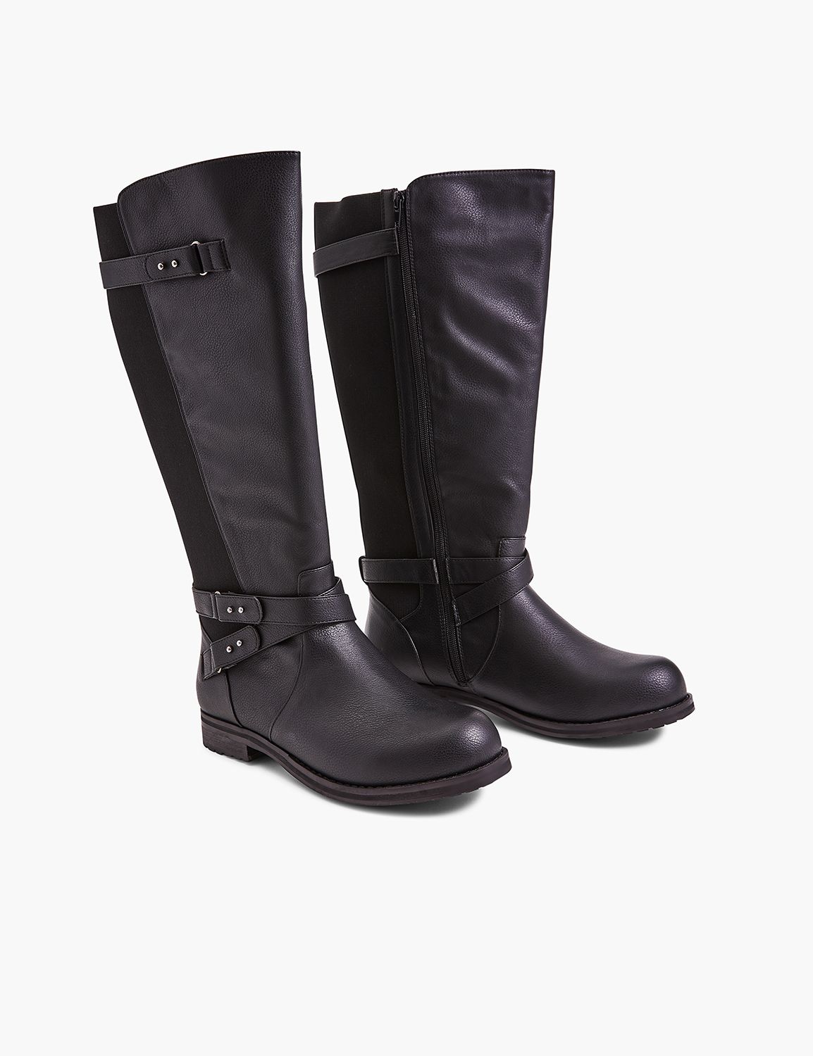 Lane Bryant Dream Cloud Riding Casual Tall Boot With Buckles 9EW Black