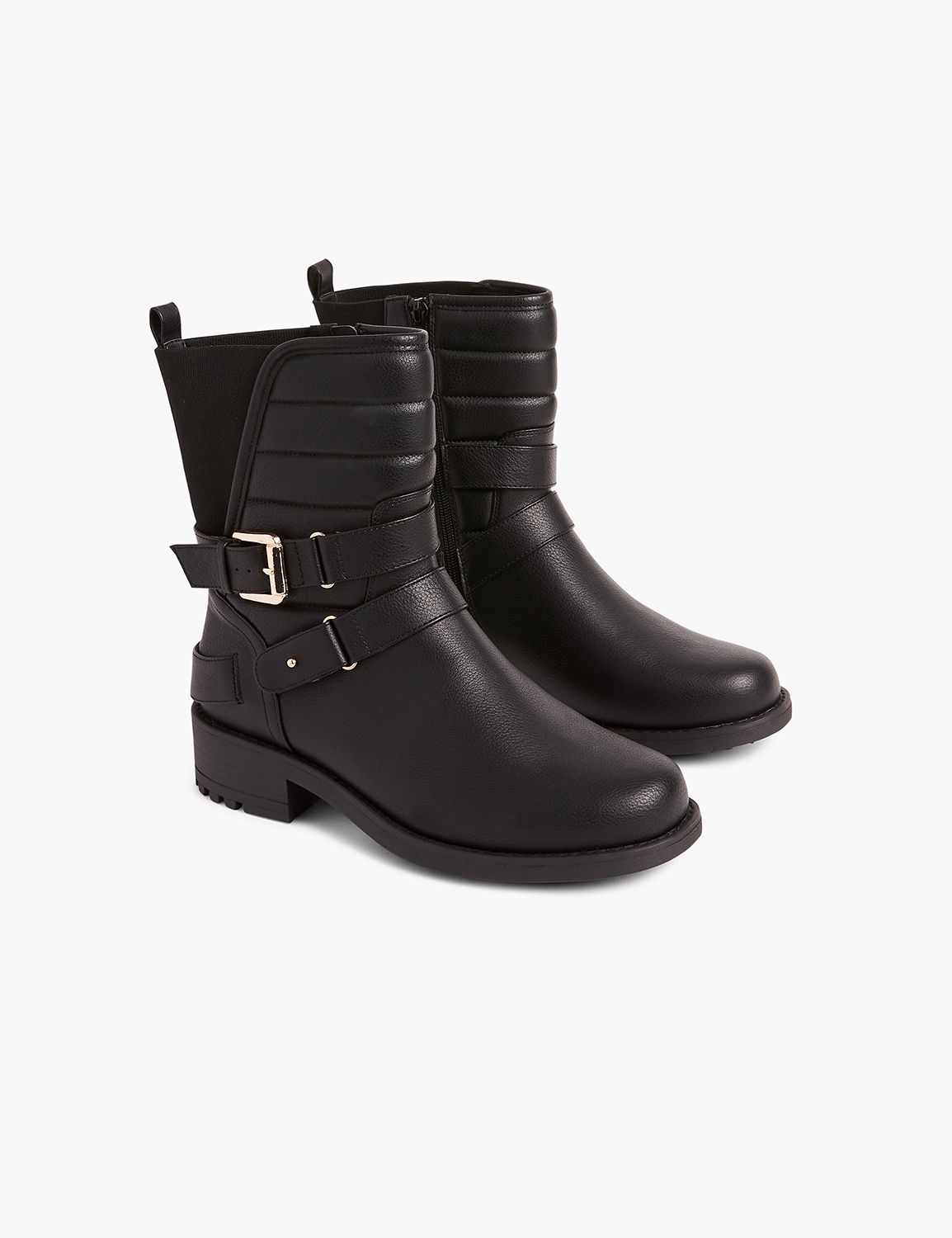 Quilted Side-Buckle Mid-Calf Boot | LaneBryant