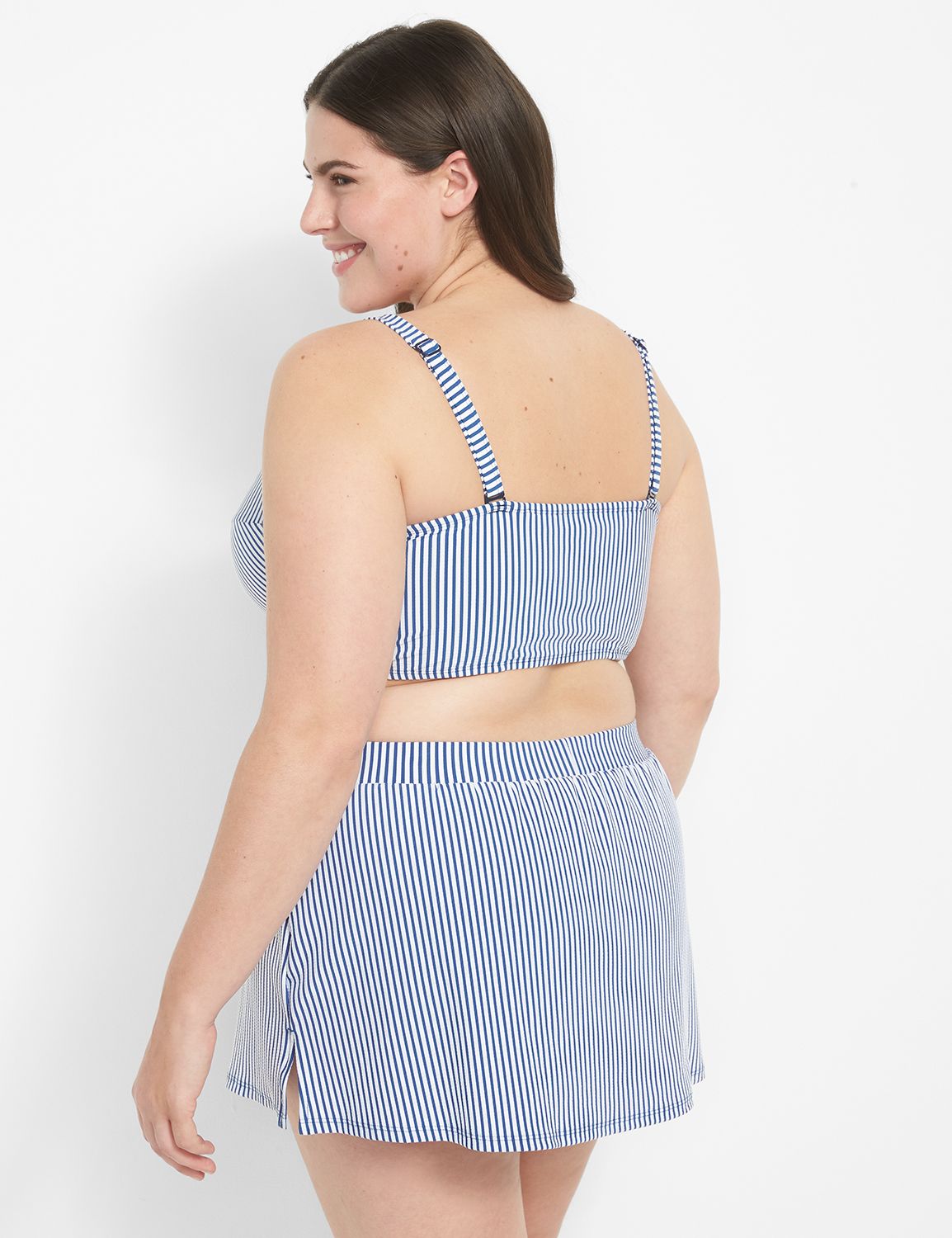 Longline Underwire Seersucker Swim Bikini Top LaneBryant