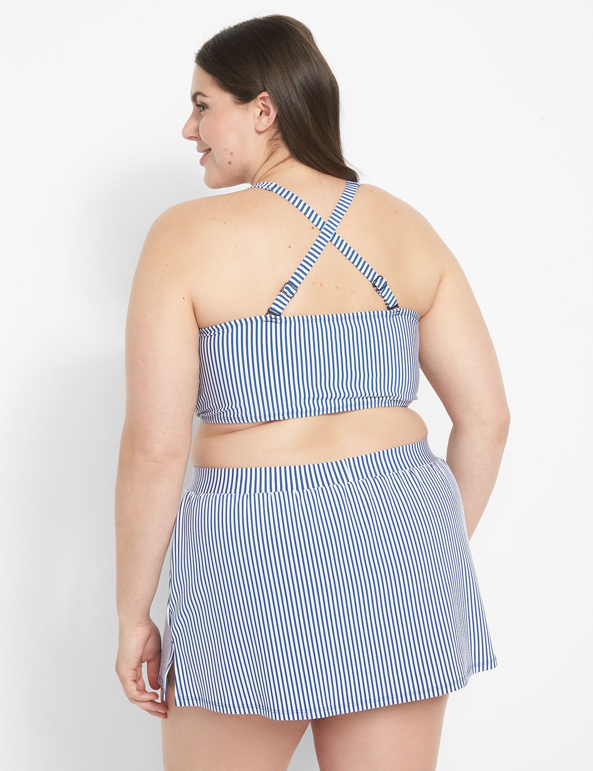 Longline Underwire Seersucker Swim Bikini Top