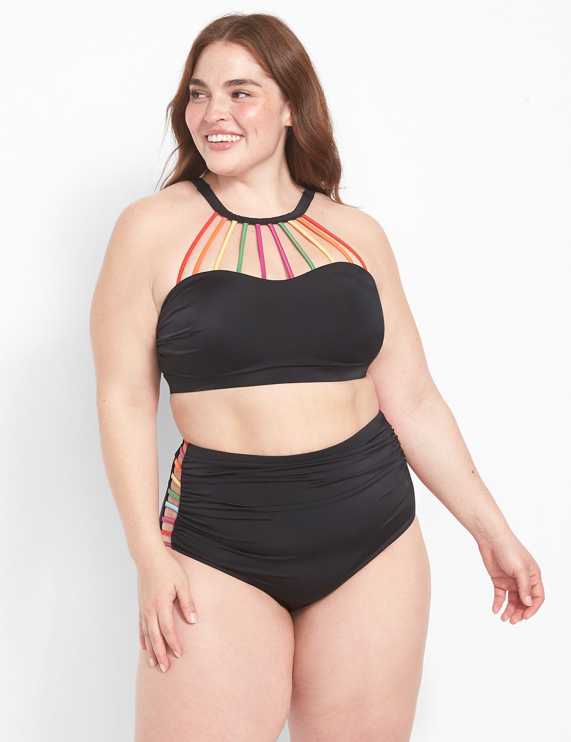 NW High Neck Rainbow Bikini 1126254 LaneBryant