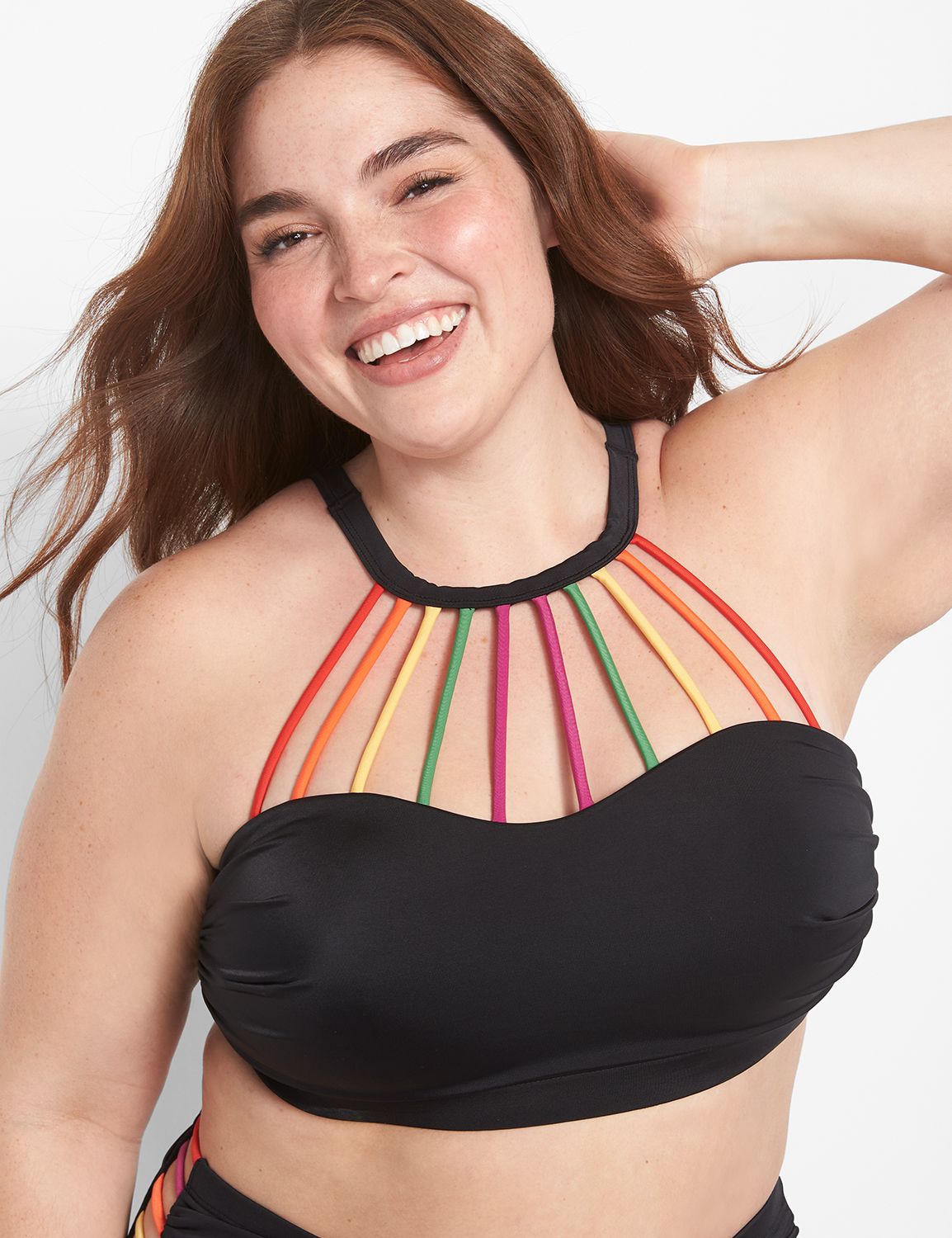 NW High Neck Rainbow Bikini 1126254 LaneBryant