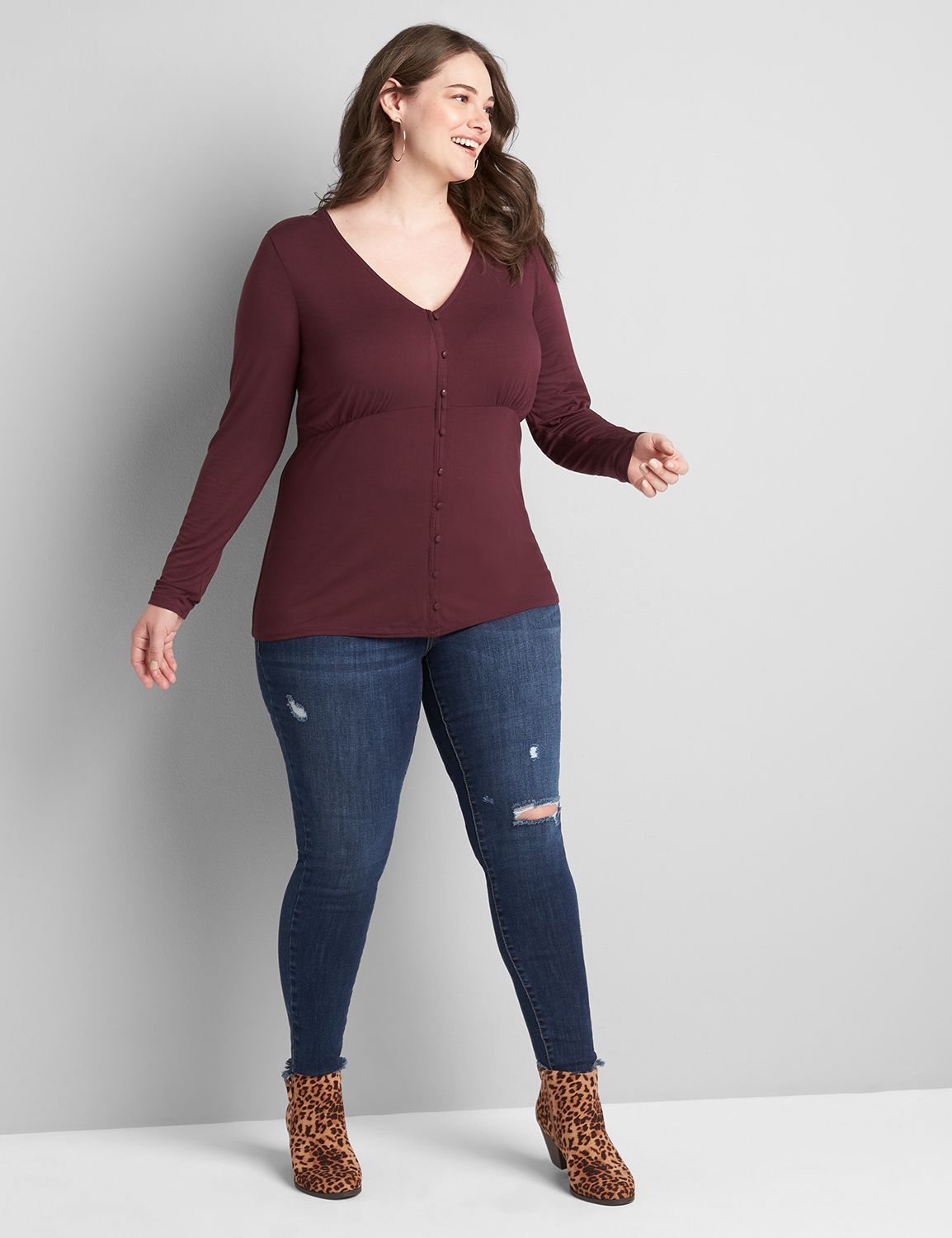 Knit Blouse With Button Detail Product Image 3