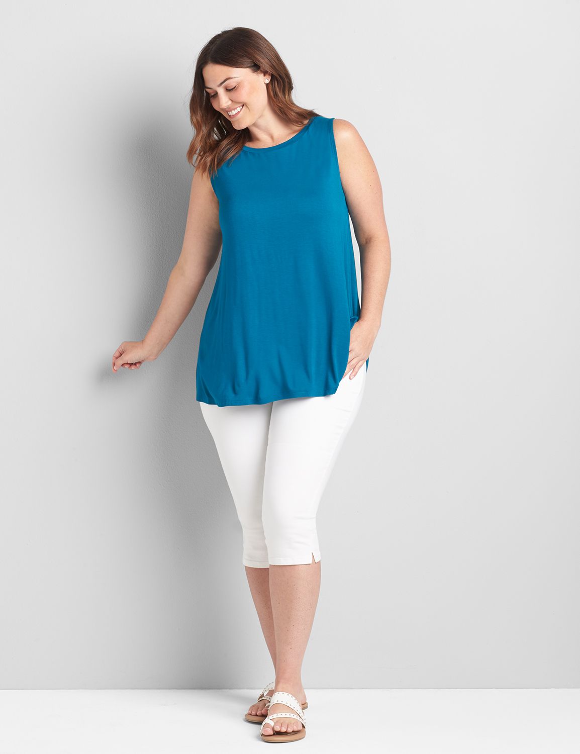 Sleeveless Boat Neck Tie Back Tank 1122957:Deep Ocean CSI 0600383:34/36 Product Image 3