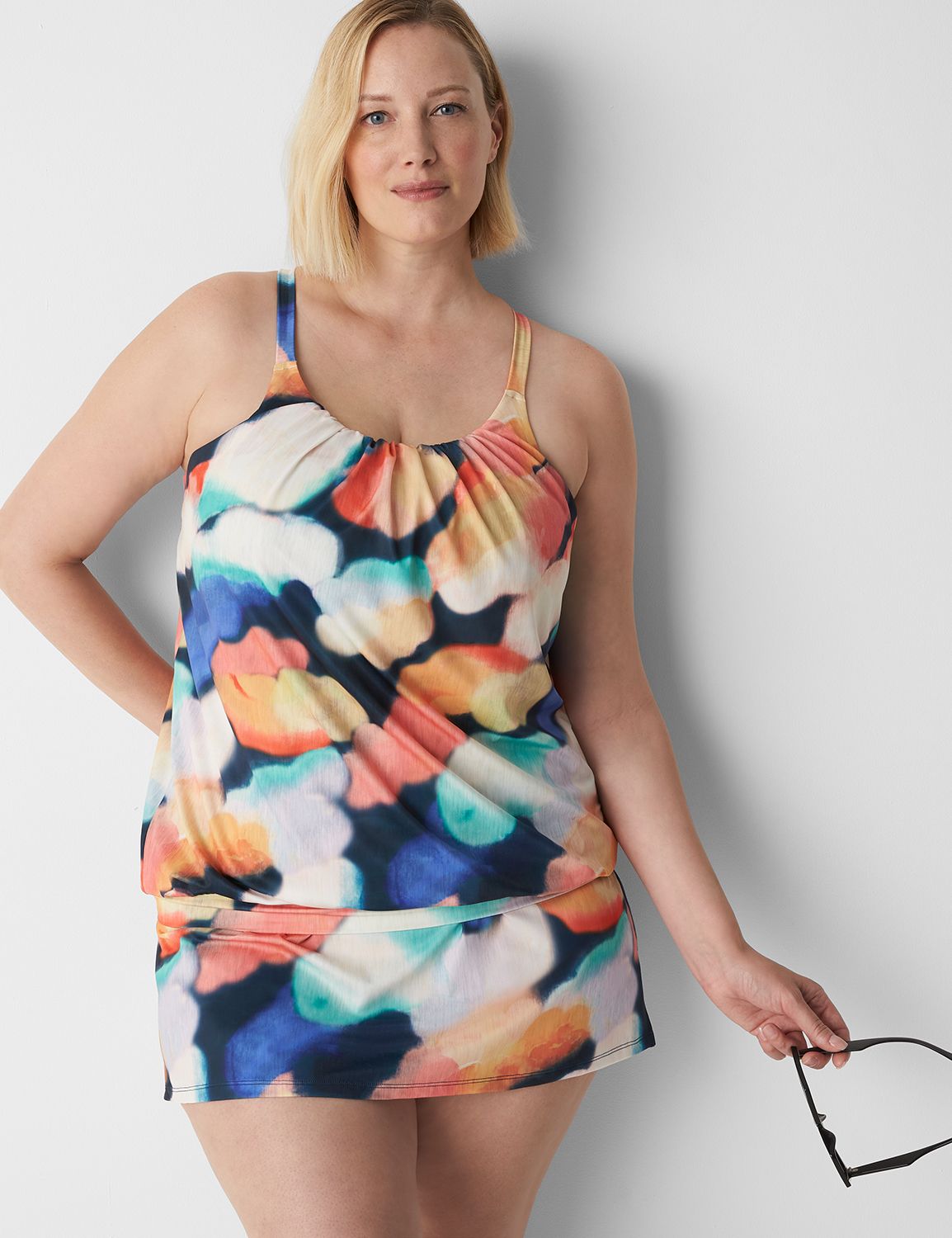 No-Wire Blouson Swim Tankini Top | LaneBryant