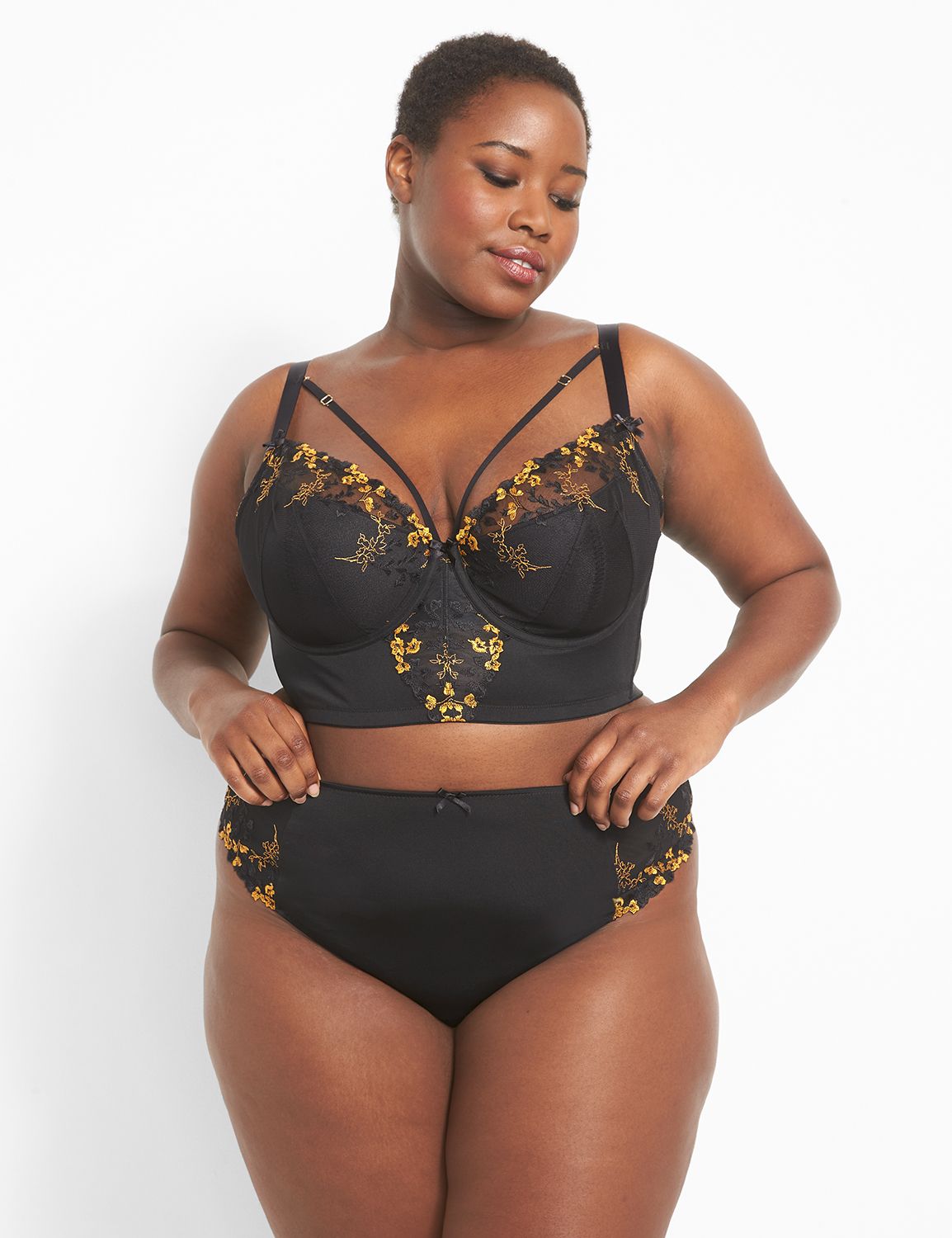  1/4 Cup Bra Lingerie Plus Size Women Embroidery Outfit