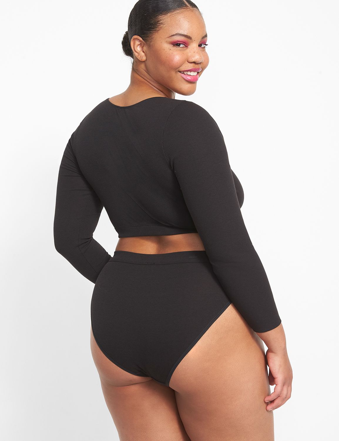 Ribbed Long Sleeve Crop Top main image 1