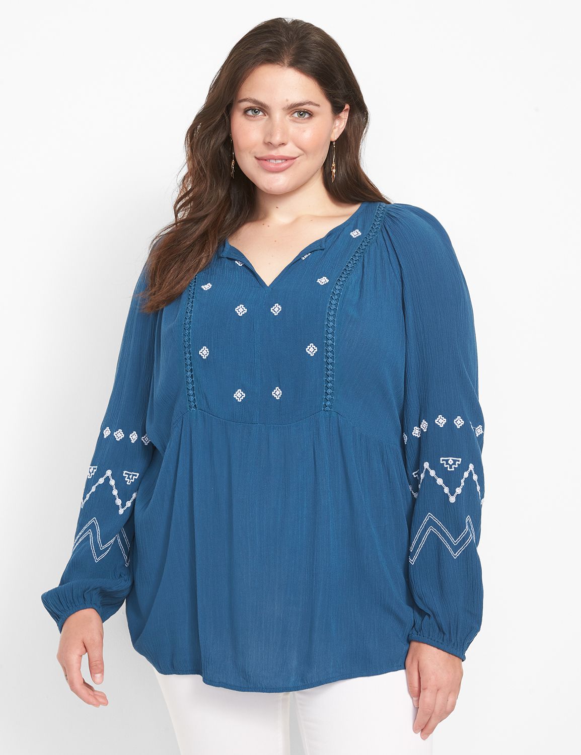 Embroidered peasant top plus clearance size