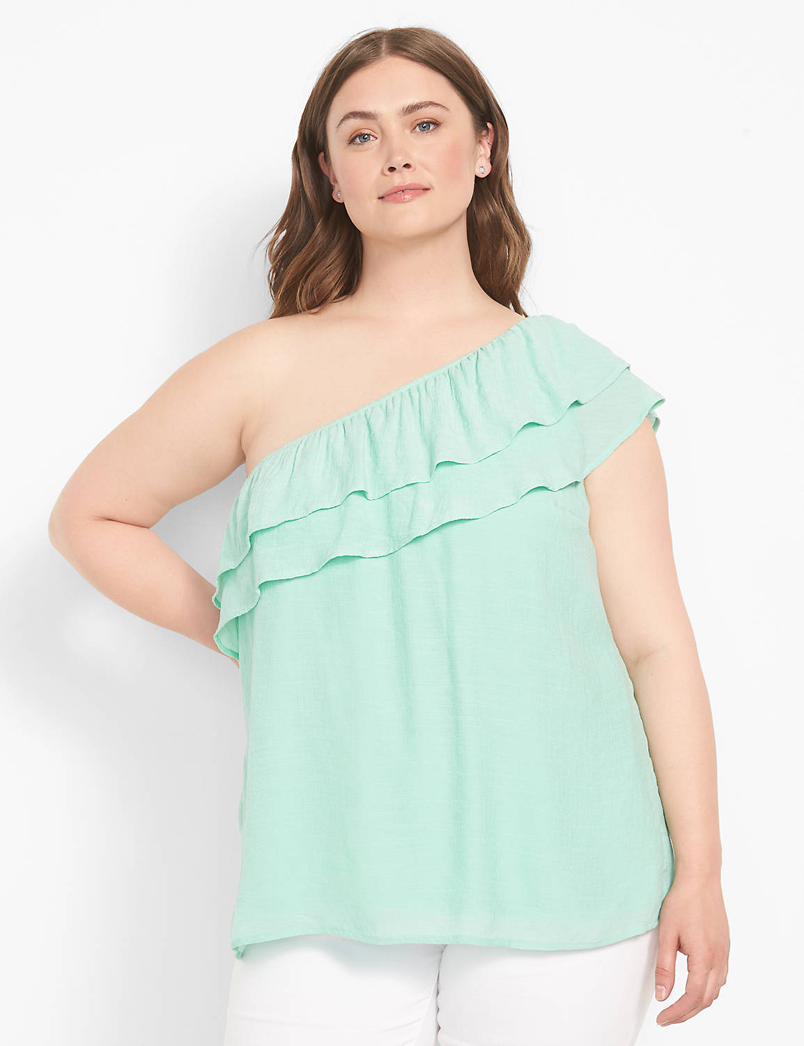 One Shoulder Double Flounce Top 112 Product Image 1
