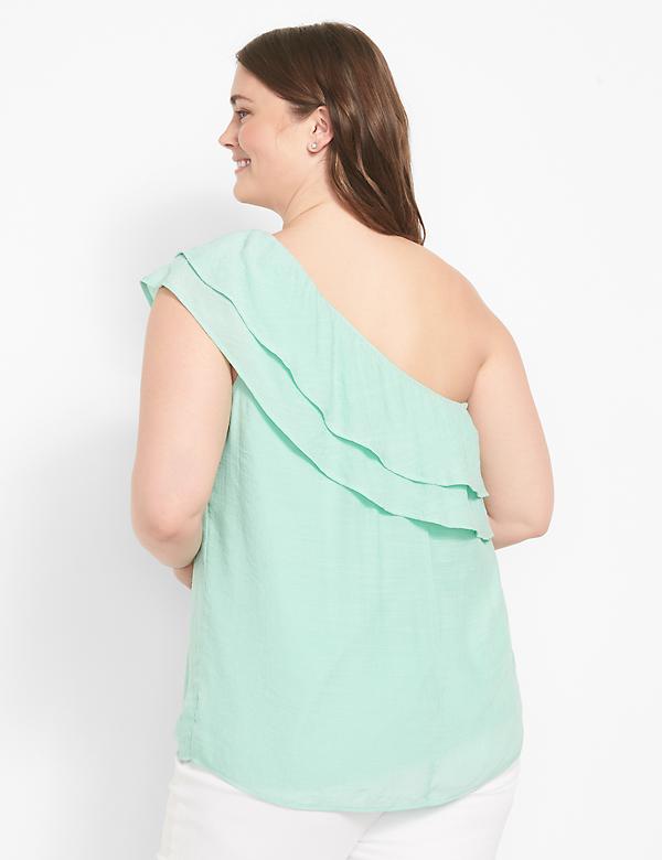 Classic One-Shoulder Ruffle-Front Top