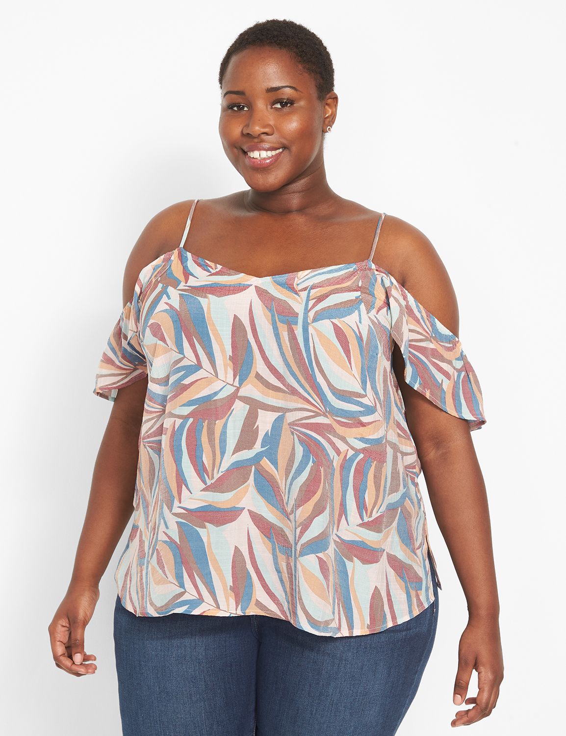 Classic Cold-Shoulder Cami Top With Adjustable Straps