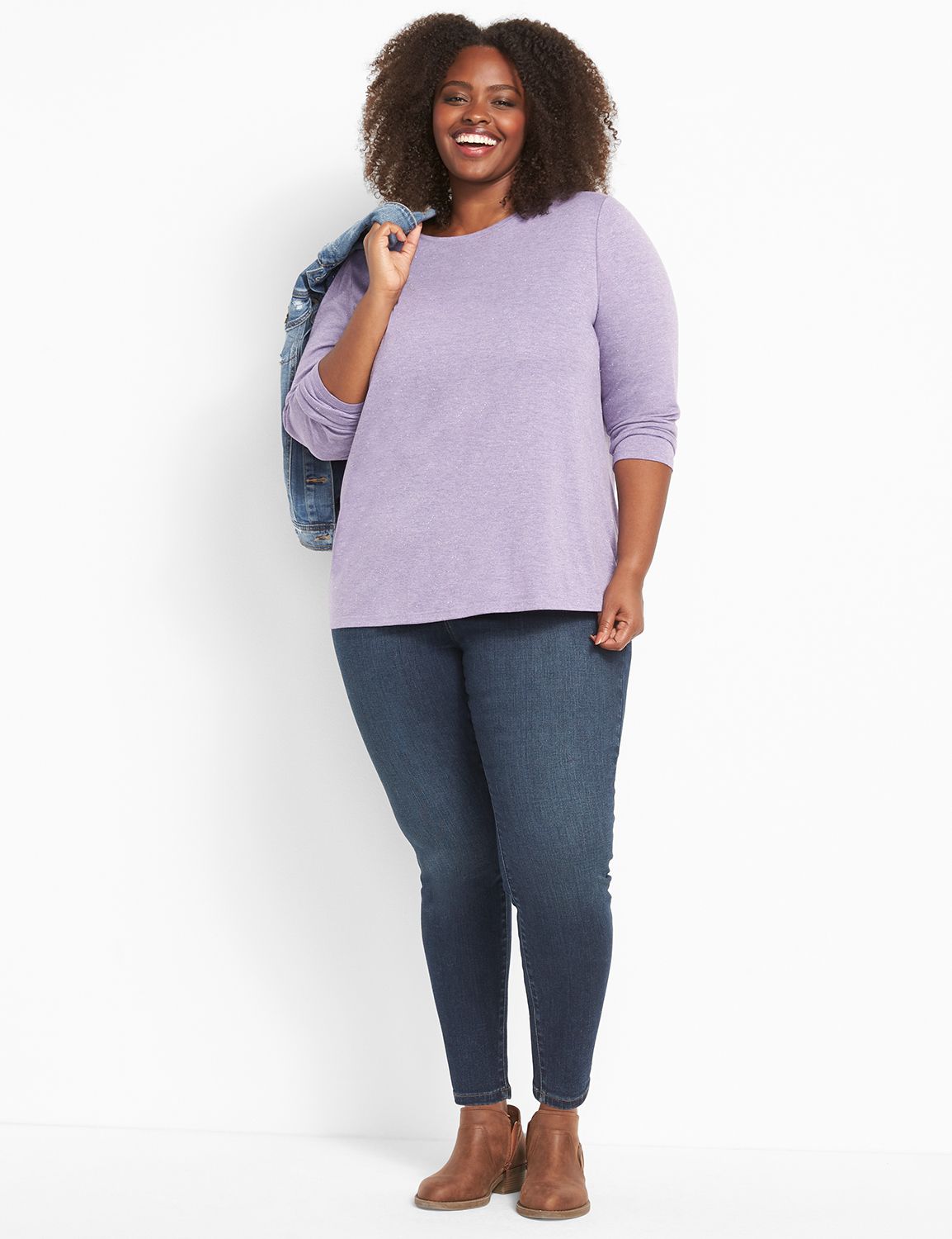 Long Sleeve Crew Neck Angelina Tee 1122318 Copy of 1117299:PANTONE Dusk:10/12 Product Image 3