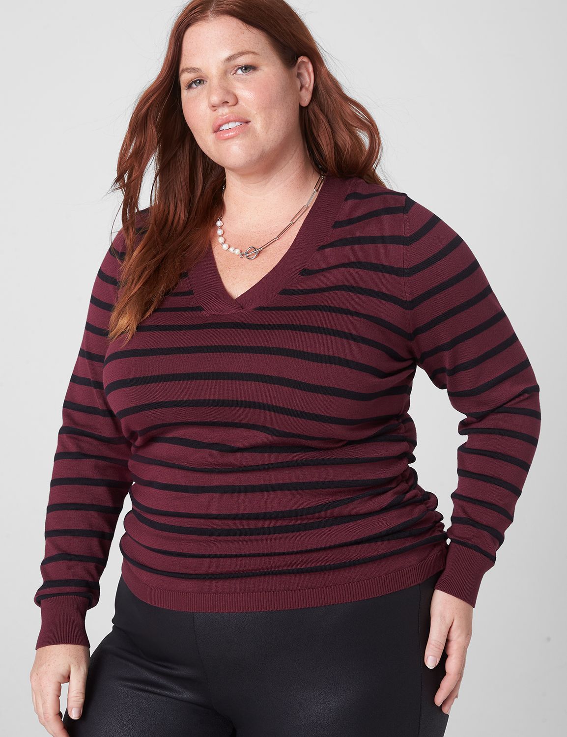 Ruched Striped Long Sleeve Top main image 0