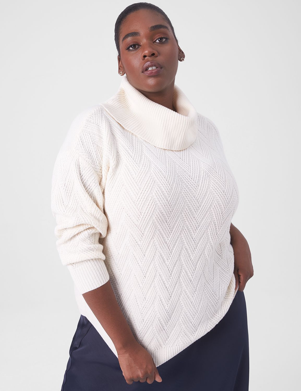 Lane Bryant Classic Long-Sleeve Cowl-Neck Textured Pullover 14/16 Turtledove