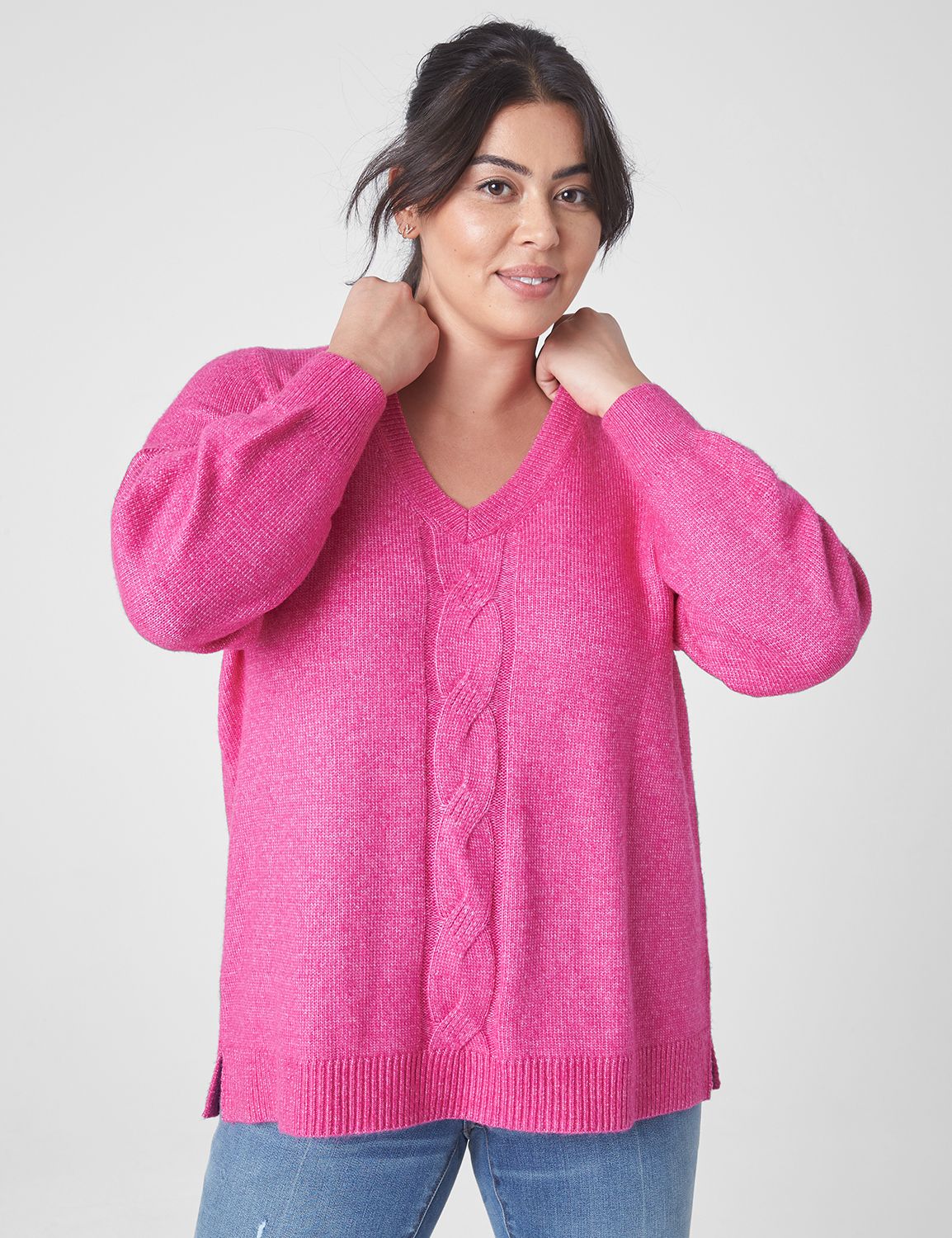 Long Sleeve V-Neck Tunic with Cable Product Image 3