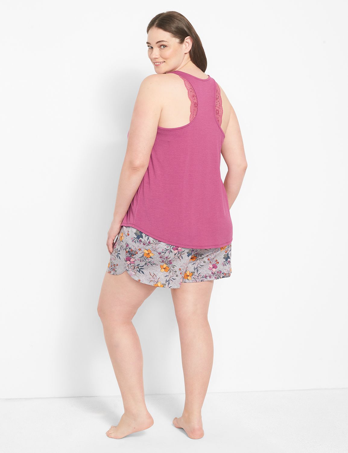 Terry Lace Trim Racerback Tank 1127 | LaneBryant