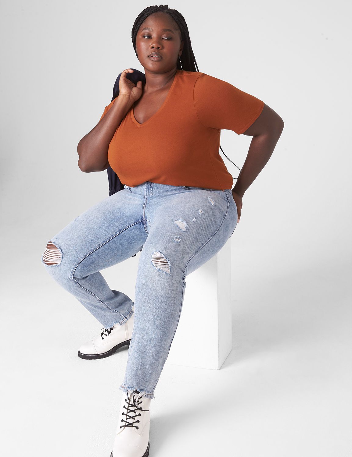 Classic Perfect Sleeve V-Neck Tee 1 Product Image 3