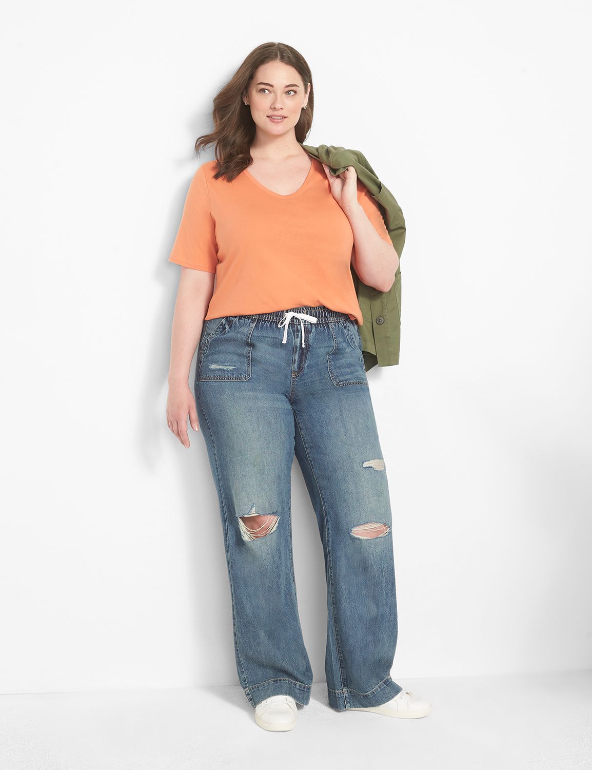 Classic Perfect Sleeve V-Neck Tee 1 Product Image 3