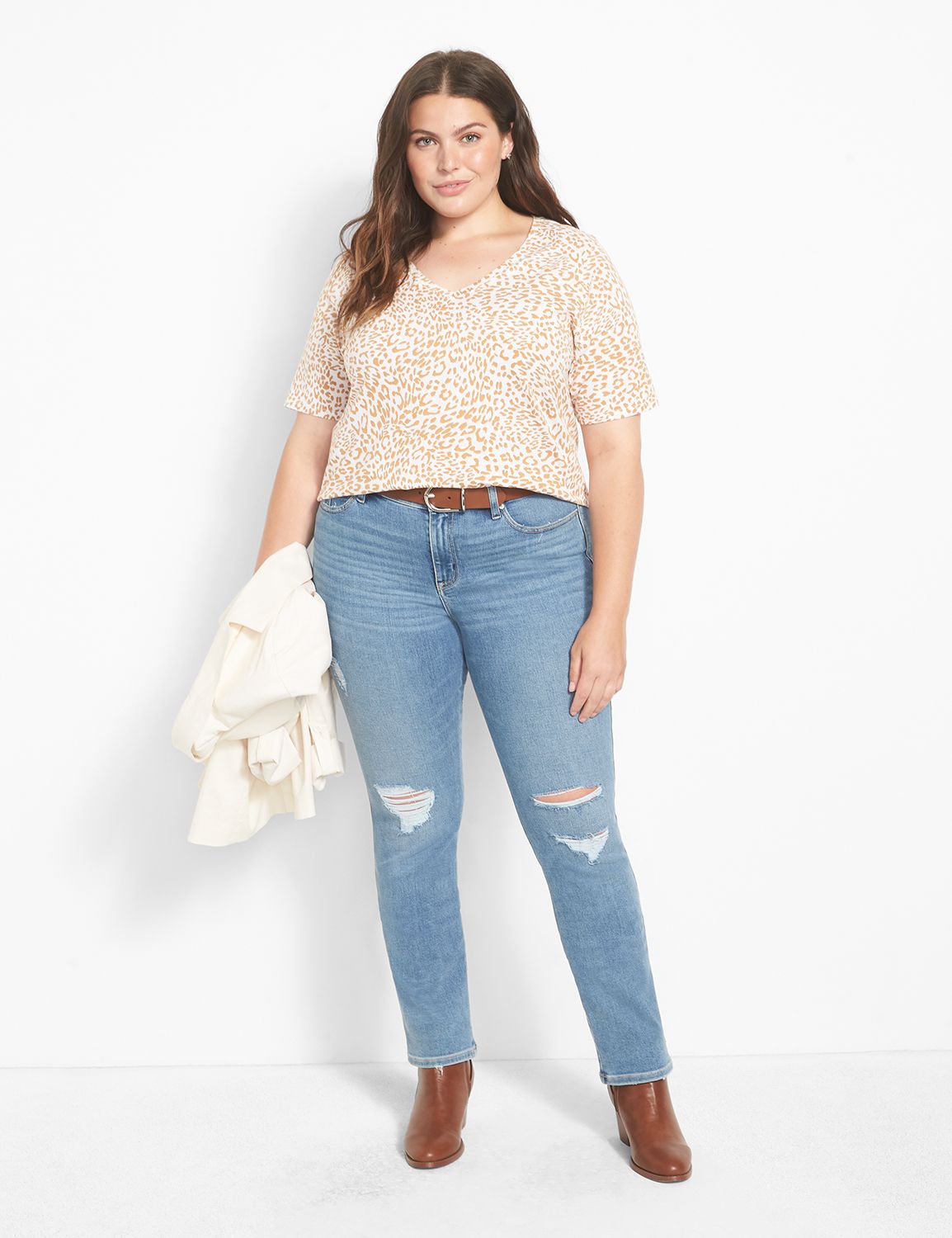 Classic Perfect Sleeve V-Neck Tee 1 Product Image 1