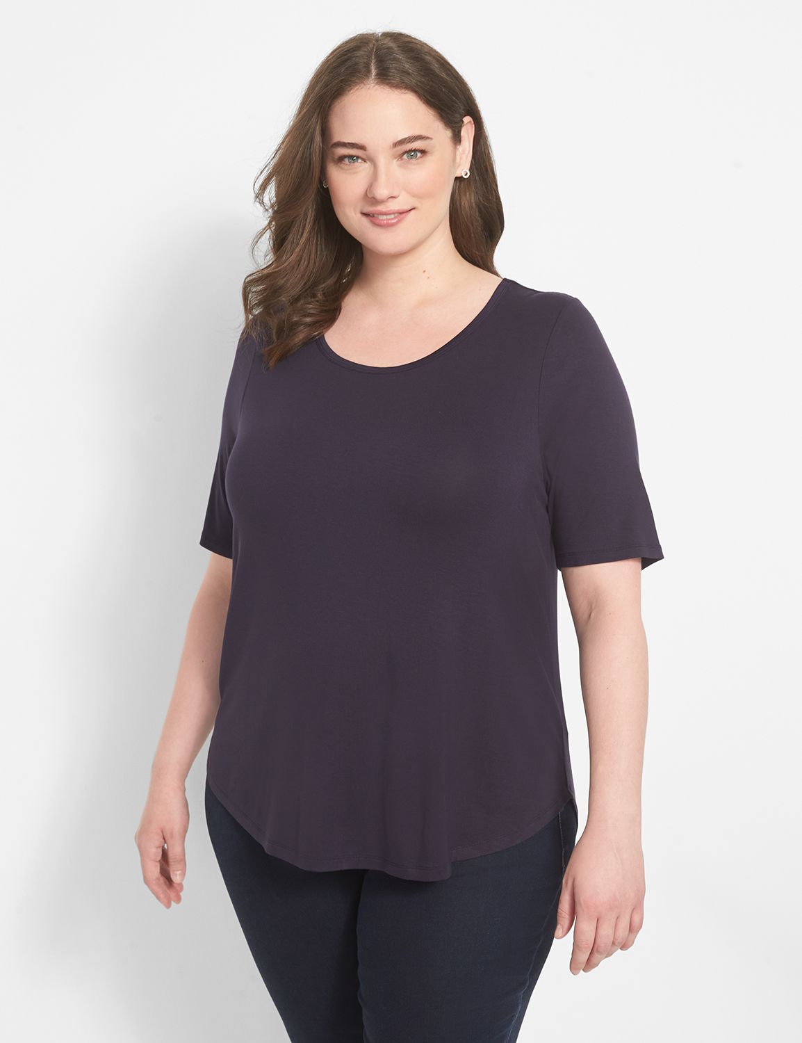 Classic Perfect Sleeve Open Crew-Neck Tee | LaneBryant