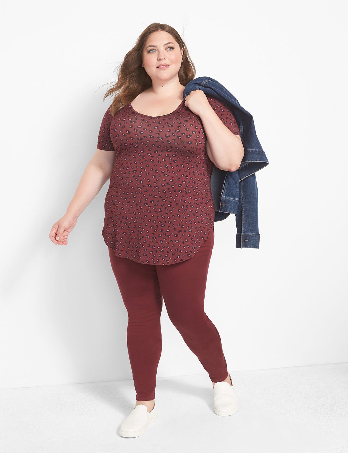 Fitted Short Sleeve Vneck Tunic Tee
