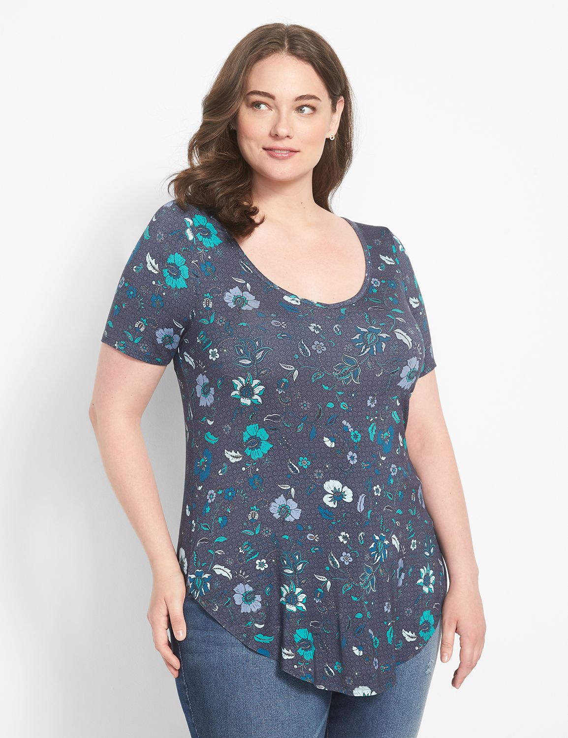 Fitted Short Sleeve Vneck Tunic Tee
