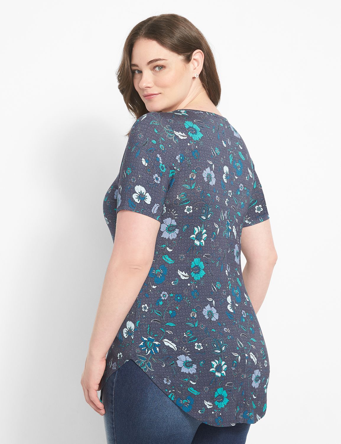Fitted Short Sleeve Vneck Tunic Tee