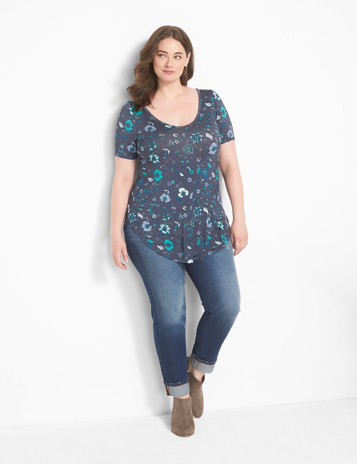 Fitted Short Sleeve Vneck Tunic Tee