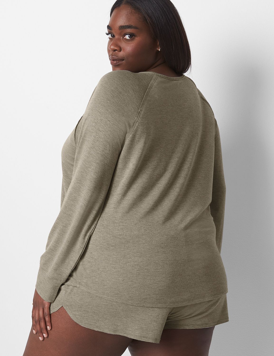 French Terry Tie-dye Raglan Long Sleeve Top With Raw Hem