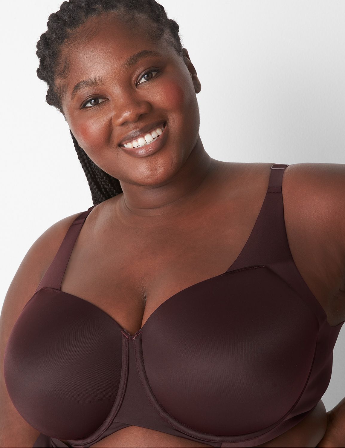 Lane Bryant Smooth Boost Plunge Bra 42C Chocolate Plum, Lane