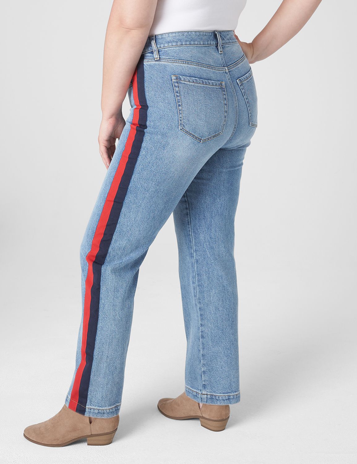 Blue jean with red on sale stripe