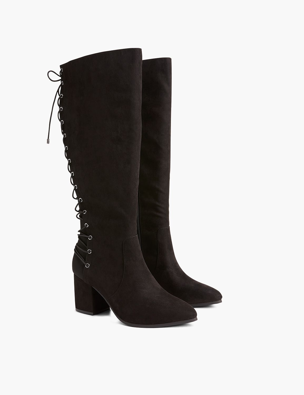 Black boots with lace up back sale