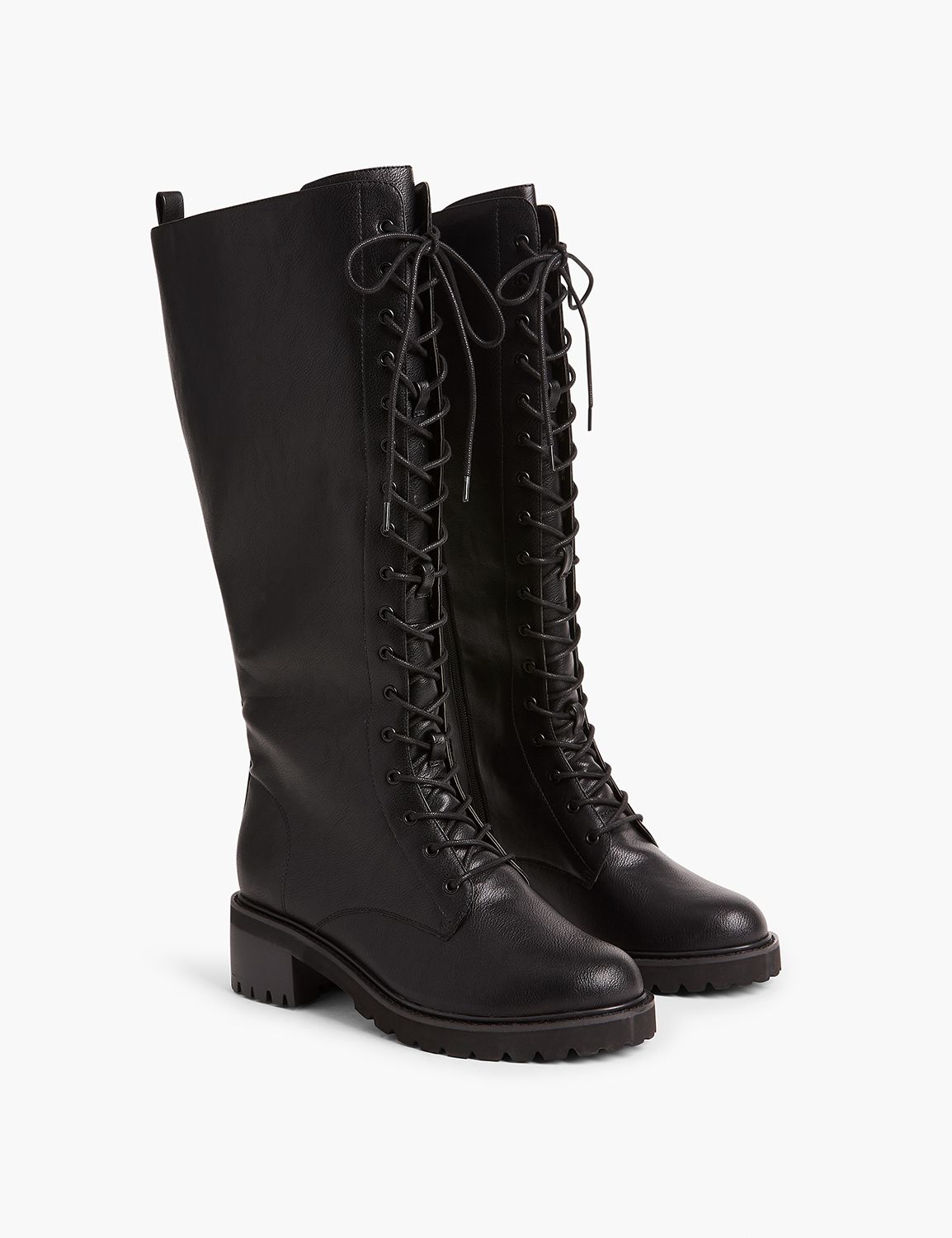 Lug Sole Lace Up Tall Boot