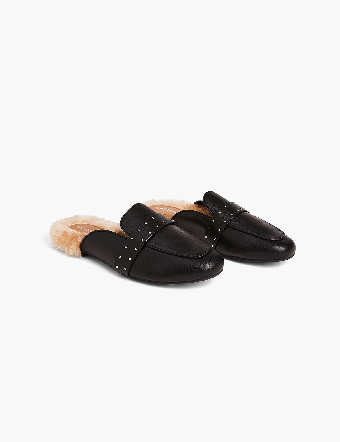 Fur lined hot sale leather mules